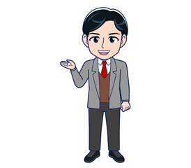 Male teacher in a gray jacketA