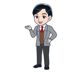 Male teacher in a gray jacketA