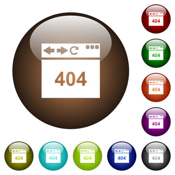 Browser 404 page not found color glass buttons