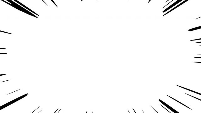 黒の漫画効果線。線は太くて短め。背景透過済み。20秒のロングバージョン。
