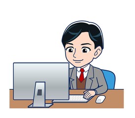 Male teacher in a gray jacketA