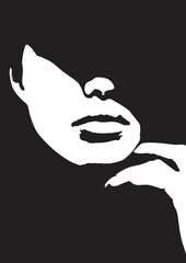 Abstract woman face portrait. Contemporary female art poster. Elegant silhouette print.