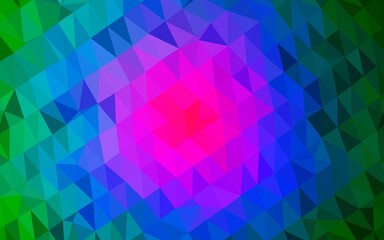 Dark Multicolor, Rainbow vector shining triangular background.