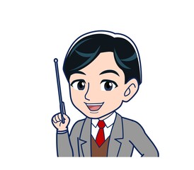 Male teacher in a gray jacketA