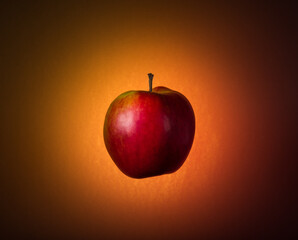 red apple on black background