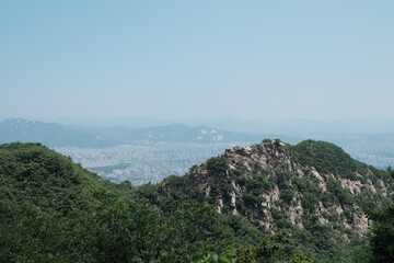 Fototapeta na wymiar Seoul city view from the mountain in South Korea