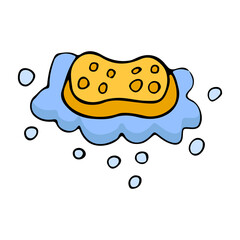 Colorful doodle washing sponge illustration in vector. Colorful washing sponge icon in vector.
