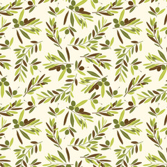 Naklejka na ściany i meble Olive leaves Seamless pattern, Pattern background with olive leaves, Green leaves seamless pattern background