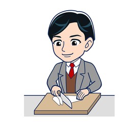 Male teacher in a gray jacketA