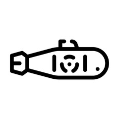 nuclear submarine line icon vector black illustration