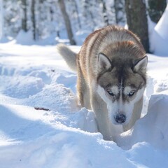 siberian husky in snow © alesya
