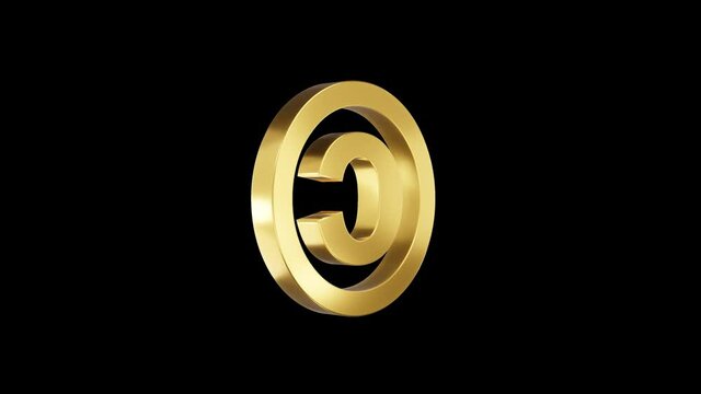 3D copyright symbol spinning. Alpha channel. Seamless looping.