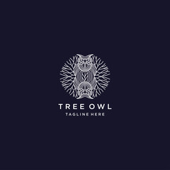 Abstract Tree, vibrant tree logo, owl tree logo design illustration isolated