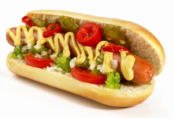 Hot Dog Chicago Style - Fast Food on white Background - Isolated