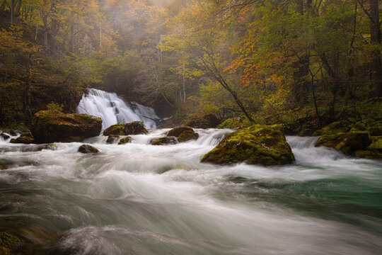 Herbstlicher Wasserfall in Slowenien