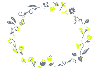 Obraz premium Scandinavian style botanical frame, hand drawn