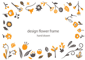 Scandinavian style botanical frame, hand drawn