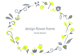 Scandinavian style botanical frame, hand drawn