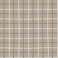 Hand Drawn Brown Grid Striped Seamless Pattern