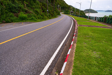 Curve road near the tropical sea in phuket island  Thailand.