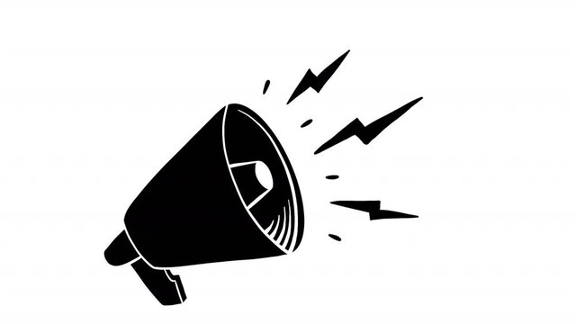 Hand drawn loud speaker animation with alpha channel, motion graphics.
