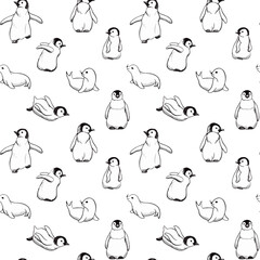 Pattern with the image of penguins and seals.