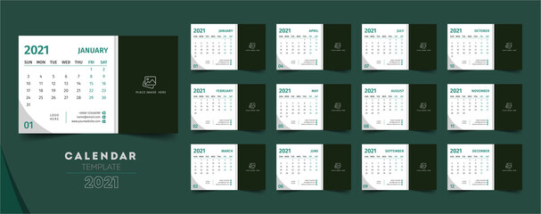 2021 Desk calendar design, minimalist design