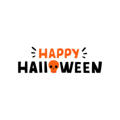 Cute Lettering phrase Happy Halloween. Design Elements for cards, posters, banner.