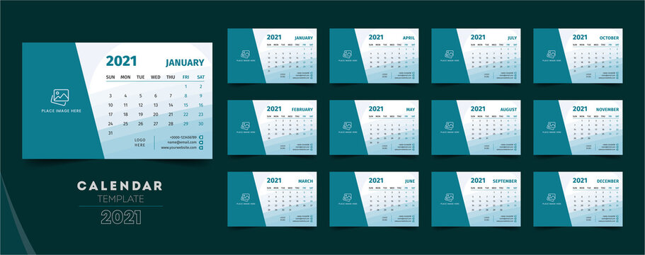 Desk calendar template 2021, creative design