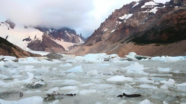 Cerro Torre and icebergs at Laguna Torre