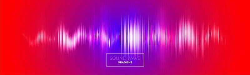 Gradient blue-red creative music sound wave. Vector illustration wave background