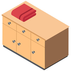 
A wooden chest of drawers to store files and other things
