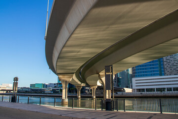 Flyover bridge in the Dubai water canal. UAE.