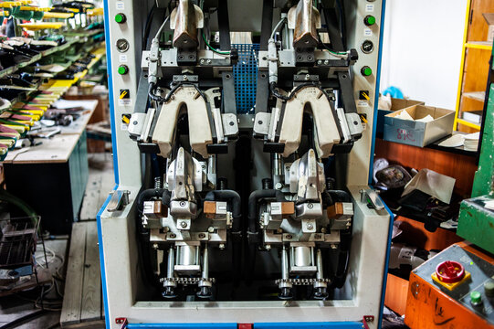 At a factory for the manufacture of leather shoes