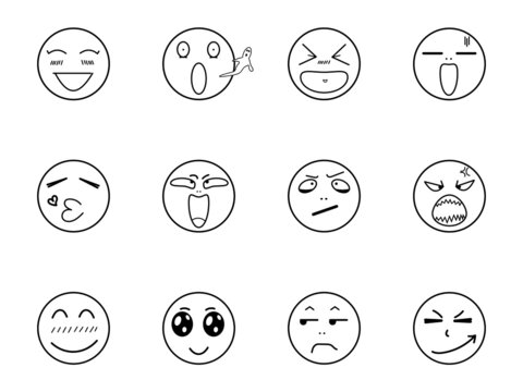 Circle Of Emojis Showing different emotions-Vector illustration.