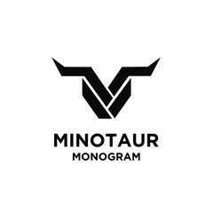 abstract Minotaur head face vector illustration logo icon design white background