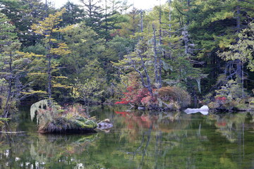 Fototapeta na wymiar Kamikochi in the early autumn