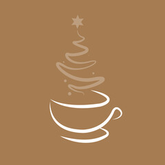 Smoke christmas tree coffee cups, vector art illustration.