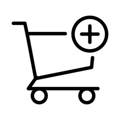Shopping cart add icon design. e commerce outline vector design.