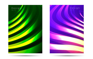 Set of cover design or poster background template with fluid curves texture, modern banner design