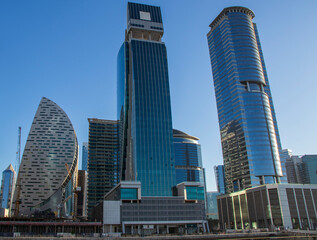 Naklejka premium Skyscrapers of Business bay district of Dubai, UAE.