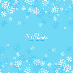 Naklejka na ściany i meble Snowflakes flowing Merry Christmas soft blue background