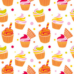 Vector pattern, seamless texture, cake