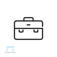 Documents bag icon. Business Briefcase, office bag, Work, Portfolio, Suitcase symbol. Simple single pictogram in Line style. Editable stroke Vector illustration. Design on white background. EPS 10