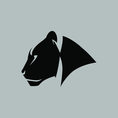 Black panther portrait symbol on gray backdrop. Design element © Denis