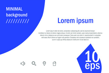 Minimal design with blue abstract elements on white. Vector background template for web, brochure, cover, design, advertasing banner etc. 10 eps.