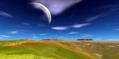 Fototapeta premium Alien Planet. Mountain. 3D rendering
