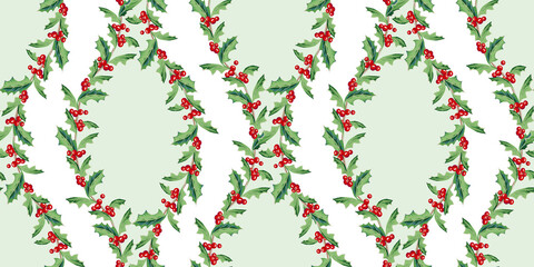 Holly Branches Seamless Garland