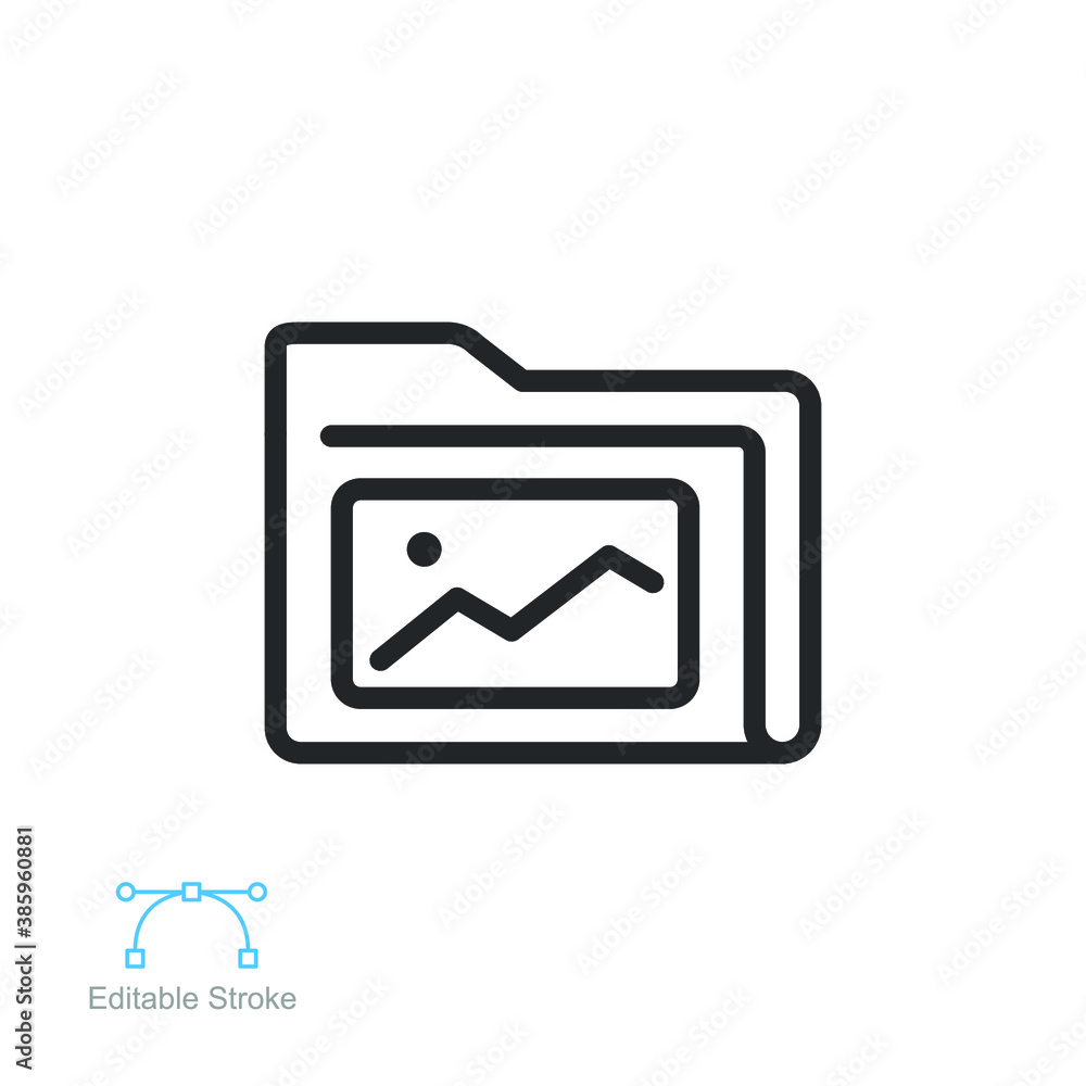 Poster documents icon. file photo picture line. folder picture for website or mobile app. camera album gall