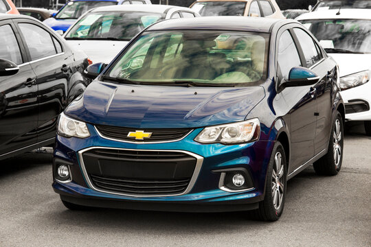 Kiev, Ukraine - May 19, 2020: Chevrolet Aveo car. Car for sale. Automotive advertising. Wallpaper